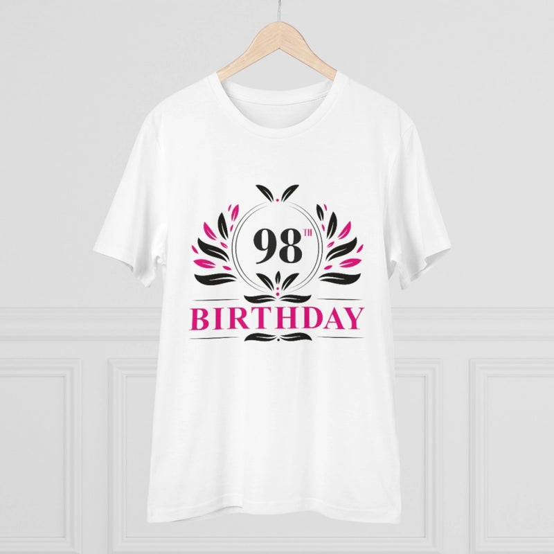 Mayawye Men's PC Cotton 98th Birthday Printed T Shirt (Color: White, Thread Count: 180GSM)