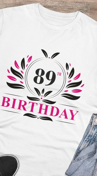 Mayawye Men's PC Cotton 89th Birthday Printed T Shirt (Color: White, Thread Count: 180GSM)