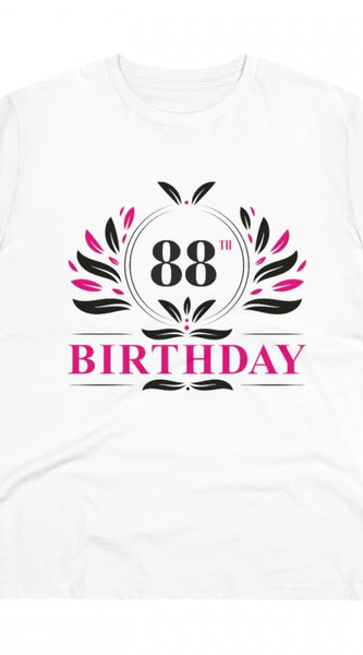 Mayawye Men's PC Cotton 88th Birthday Printed T Shirt (Color: White, Thread Count: 180GSM)