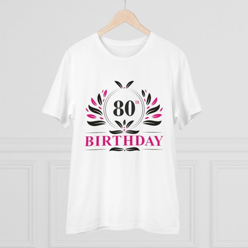 Mayawye Men's PC Cotton 80th Birthday Printed T Shirt (Color: White, Thread Count: 180GSM)
