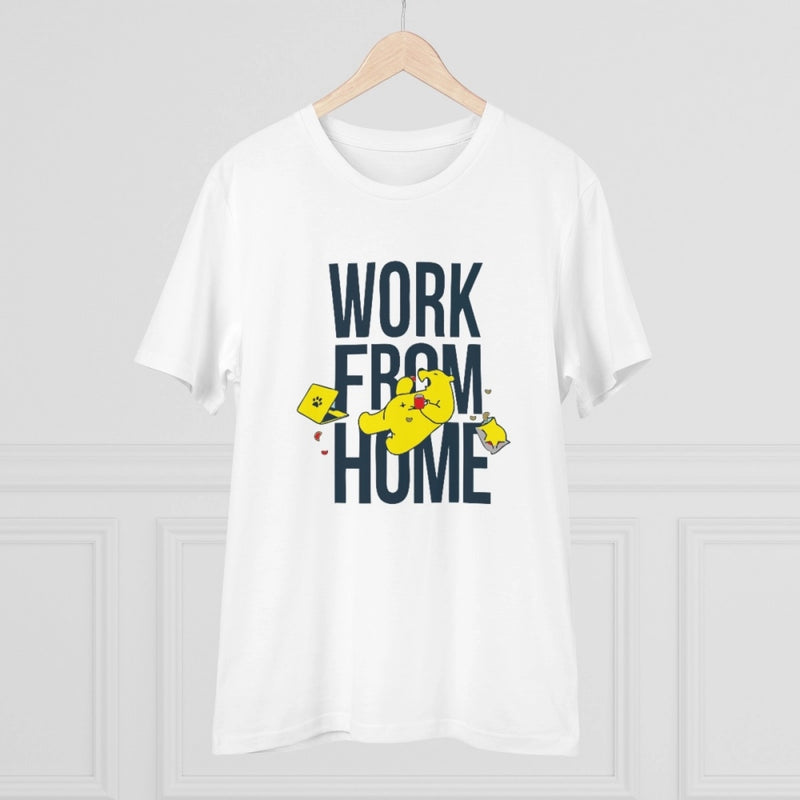 Mayawye Men's PC Cotton Work From Home Desing Printed T Shirt (Color: White, Thread Count: 180GSM)