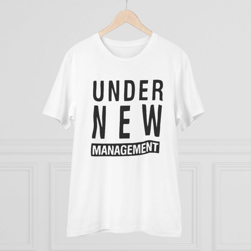 Mayawye Men's PC Cotton Under New Management Desing Printed T Shirt (Color: White, Thread Count: 180GSM)