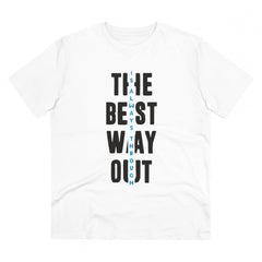 Mayawye Men's PC Cotton The Best Way Out Printed T Shirt (Color: White, Thread Count: 180GSM)
