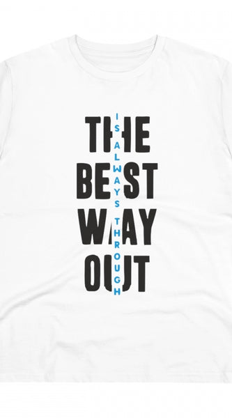 Mayawye Men's PC Cotton The Best Way Out Printed T Shirt (Color: White, Thread Count: 180GSM)