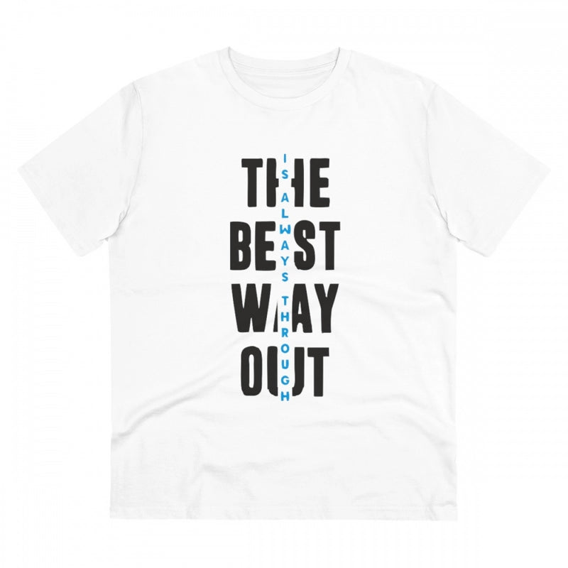 Mayawye Men's PC Cotton The Best Way Out Printed T Shirt (Color: White, Thread Count: 180GSM)