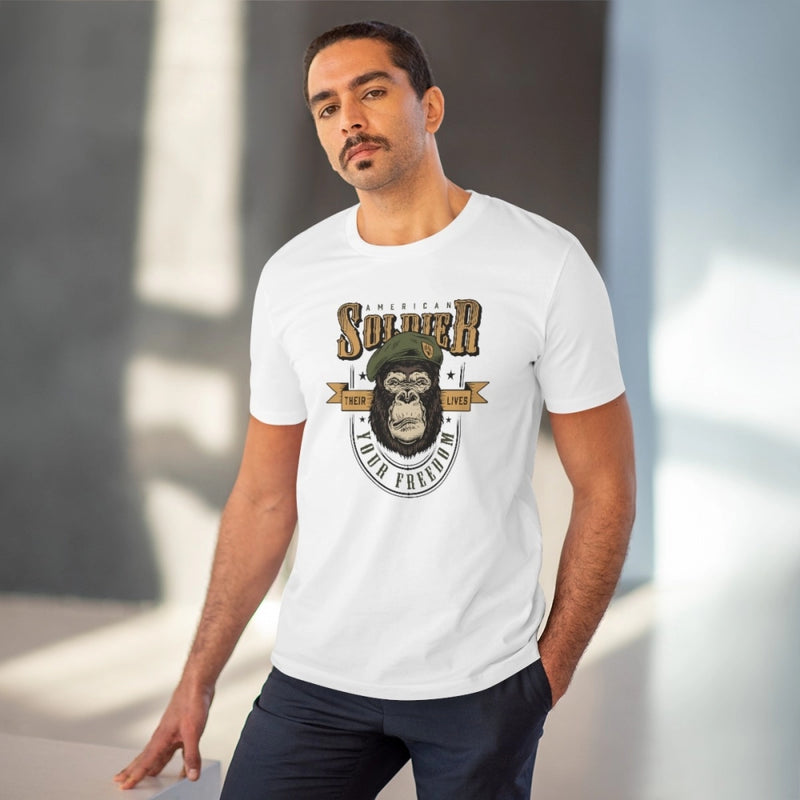 Mayawye Men's PC Cotton Gorila Desing Printed T Shirt (Color: White, Thread Count: 180GSM)