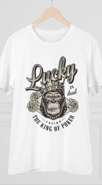 Mayawye Men's PC Cotton Gorila Desing Printed T Shirt (Color: White, Thread Count: 180GSM)