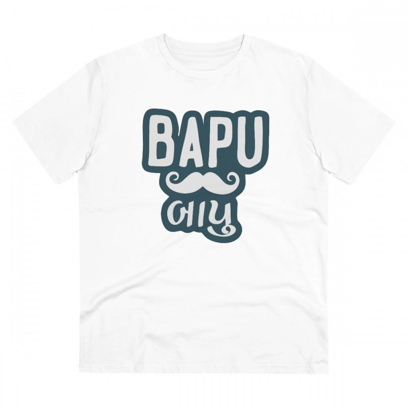 Mayawye Men's PC Cotton Baapu Printed T Shirt (Color: White, Thread Count: 180GSM)