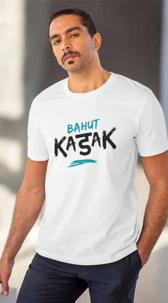 Mayawye Men's PC Cotton Bahot Kadak Printed T Shirt (Color: White, Thread Count: 180GSM)