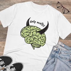 Mayawye Men's PC Cotton Dirty Minddid Printed T Shirt (Color: White, Thread Count: 180GSM)