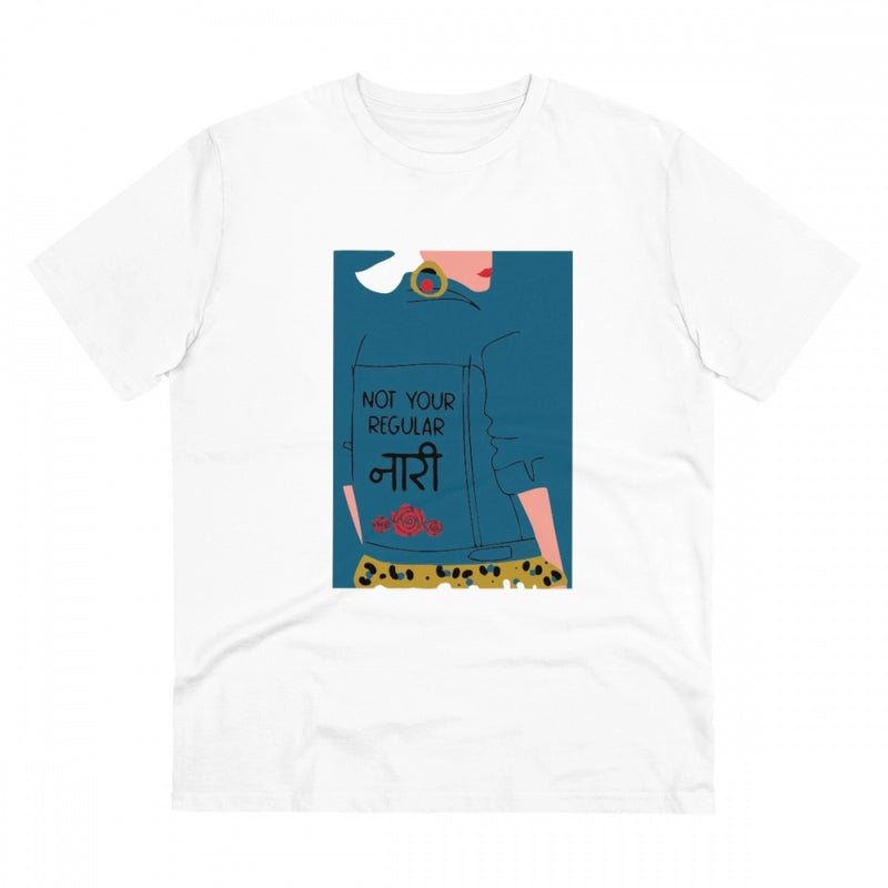 Mayawye Men's PC Cotton Not Your Regular Naari Printed T Shirt (Color: White, Thread Count: 180GSM)