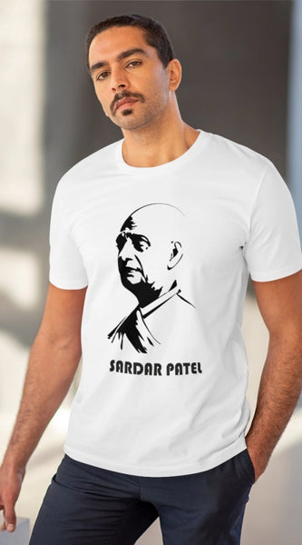 Mayawye Men's PC Cotton Sardar Patel Printed T Shirt (Color: White, Thread Count: 180GSM)