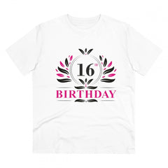 Mayawye Men's PC Cotton 16th Birthday Printed T Shirt (Color: White, Thread Count: 180GSM)