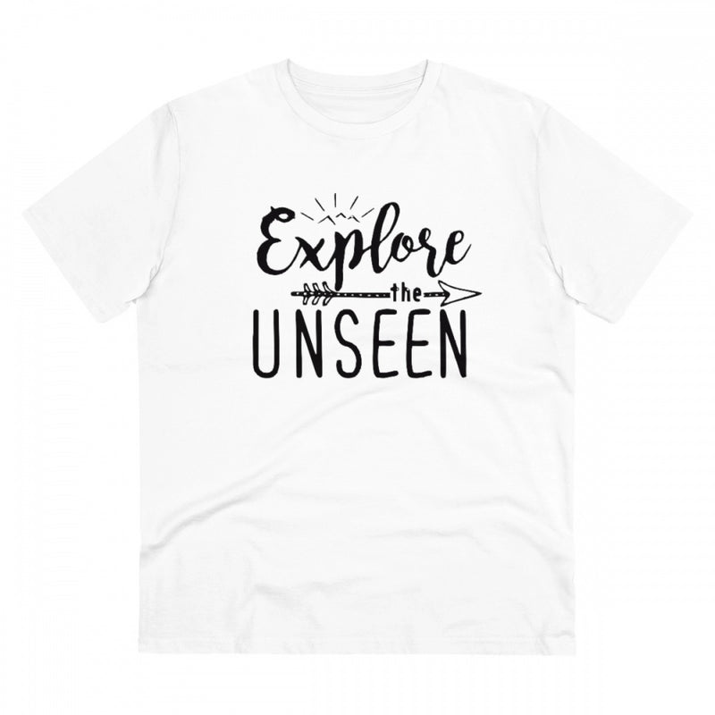 Mayawye Men's PC Cotton Explore The Unseen Printed T Shirt (Color: White, Thread Count: 180GSM)