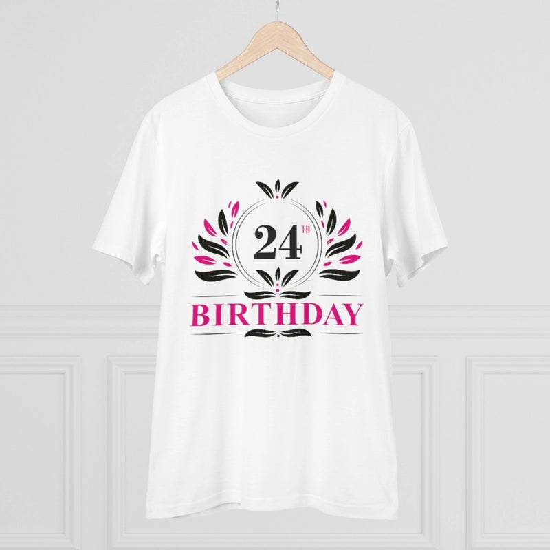 Mayawye Men's PC Cotton 24th Birthday Printed T Shirt (Color: White, Thread Count: 180GSM)