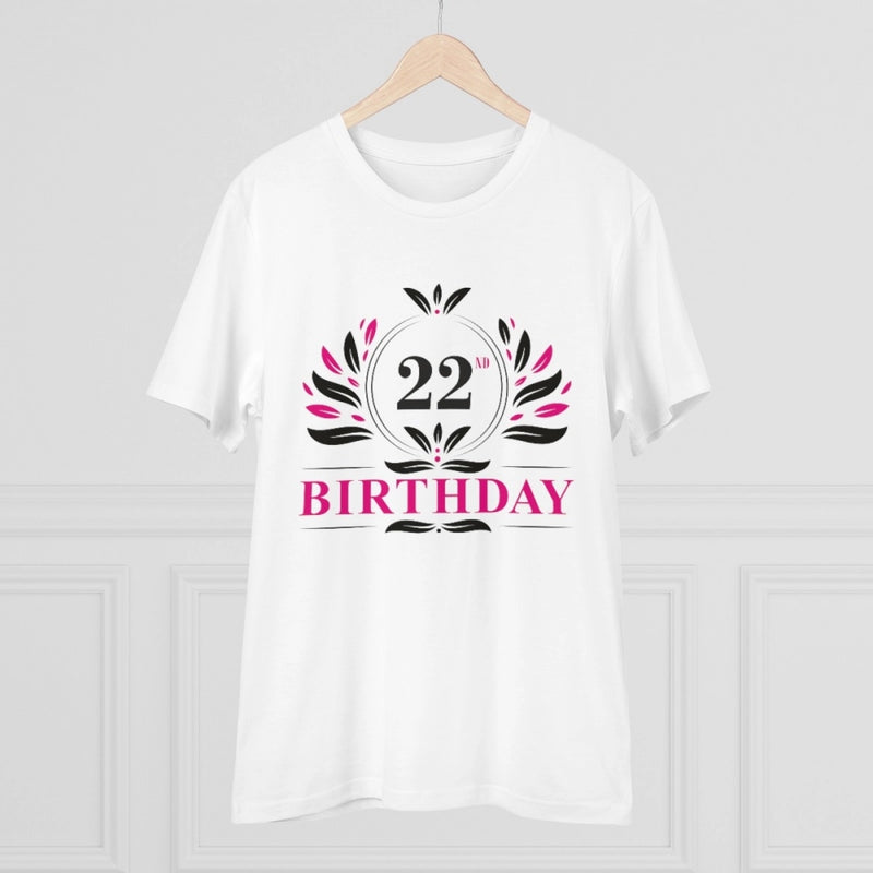 Mayawye Men's PC Cotton 22nd Birthday Printed T Shirt (Color: White, Thread Count: 180GSM)