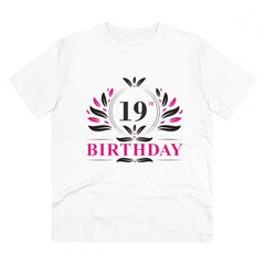 Mayawye Men's PC Cotton 19th Birthday Printed T Shirt (Color: White, Thread Count: 180GSM)