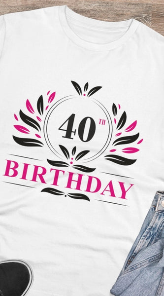 Mayawye Men's PC Cotton 40th Birthday Printed T Shirt (Color: White, Thread Count: 180GSM)