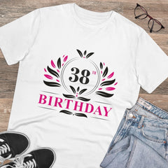 Mayawye Men's PC Cotton 38th Birthday Printed T Shirt (Color: White, Thread Count: 180GSM)