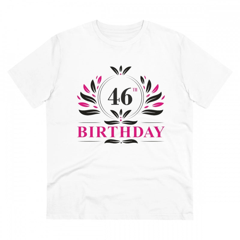 Mayawye Men's PC Cotton 46th Birthday Printed T Shirt (Color: White, Thread Count: 180GSM)