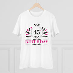 Mayawye Men's PC Cotton 45th Birthday Printed T Shirt (Color: White, Thread Count: 180GSM)