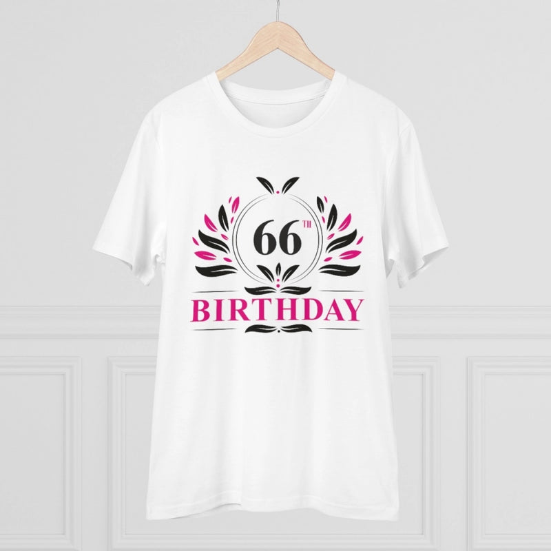 Mayawye Men's PC Cotton 66th Birthday Printed T Shirt (Color: White, Thread Count: 180GSM)