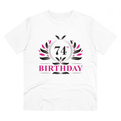 Mayawye Men's PC Cotton 74th Birthday Printed T Shirt (Color: White, Thread Count: 180GSM)