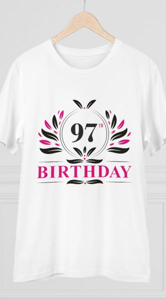 Mayawye Men's PC Cotton 97th Birthday Printed T Shirt (Color: White, Thread Count: 180GSM)
