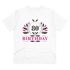 Mayawye Men's PC Cotton 80th Birthday Printed T Shirt (Color: White, Thread Count: 180GSM)
