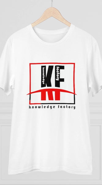 Mayawye Men's PC Cotton Knowledge Factory Printed T Shirt (Color: White, Thread Count: 180GSM)