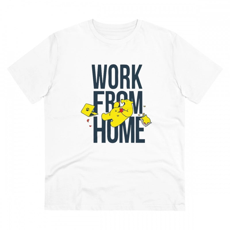 Mayawye Men's PC Cotton Work From Home Desing Printed T Shirt (Color: White, Thread Count: 180GSM)