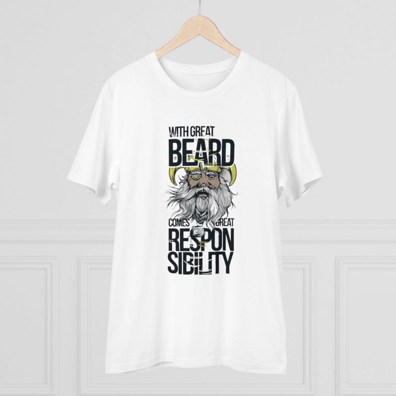 Mayawye Men's PC Cotton With Great Beard Comes Printed T Shirt (Color: White, Thread Count: 180GSM)
