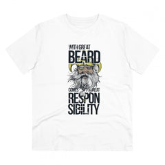 Mayawye Men's PC Cotton With Great Beard Comes Printed T Shirt (Color: White, Thread Count: 180GSM)