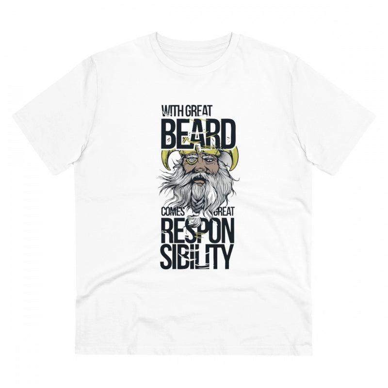 Mayawye Men's PC Cotton With Great Beard Comes Printed T Shirt (Color: White, Thread Count: 180GSM)