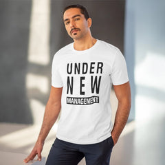 Mayawye Men's PC Cotton Under New Management Desing Printed T Shirt (Color: White, Thread Count: 180GSM)