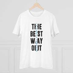 Mayawye Men's PC Cotton The Best Way Out Printed T Shirt (Color: White, Thread Count: 180GSM)