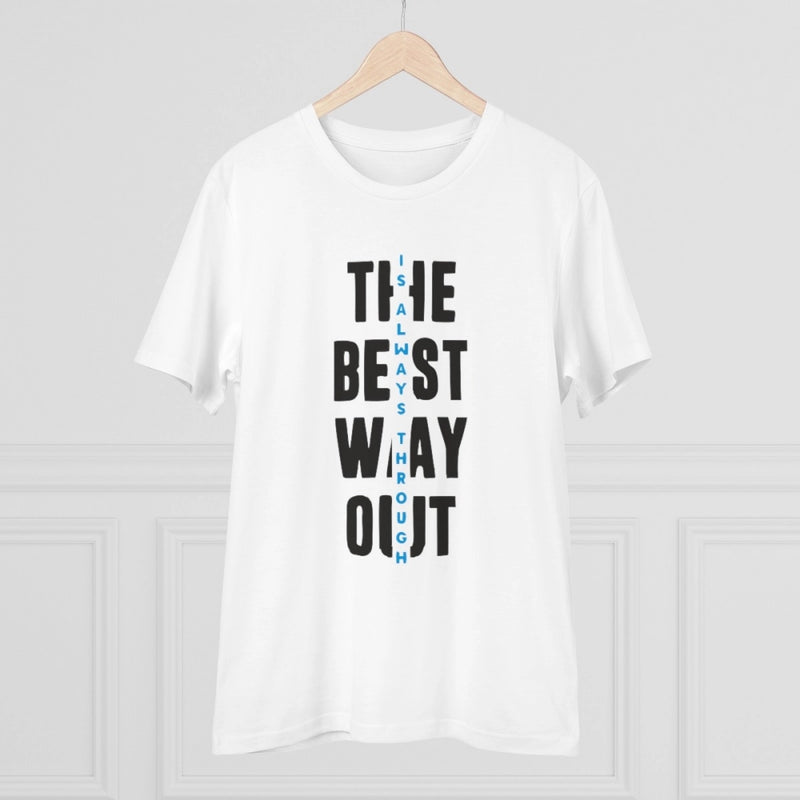 Mayawye Men's PC Cotton The Best Way Out Printed T Shirt (Color: White, Thread Count: 180GSM)