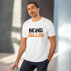 Mayawye Men's PC Cotton Being Gujju Printed T Shirt (Color: White, Thread Count: 180GSM)