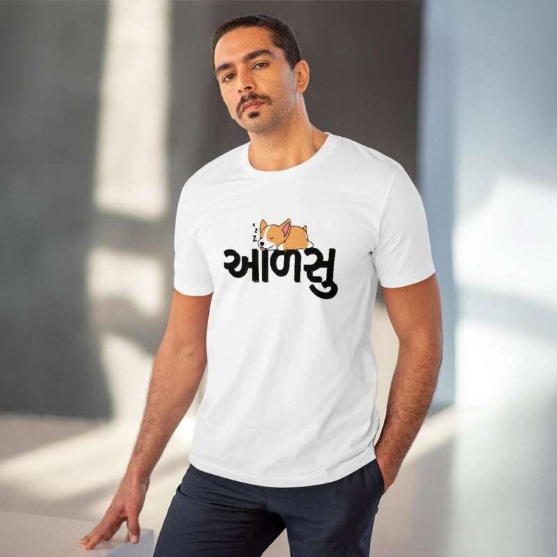 Mayawye Men's PC Cotton Aadsu Printed T Shirt (Color: White, Thread Count: 180GSM)