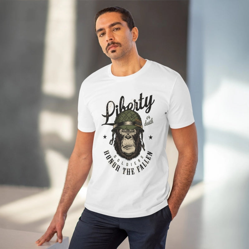 Mayawye Men's PC Cotton Gorila Desing Printed T Shirt (Color: White, Thread Count: 180GSM)