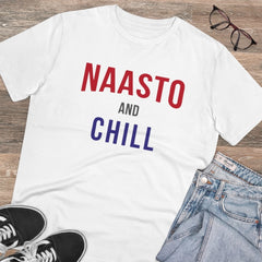Mayawye Men's PC Cotton Nasto And Chill Printed T Shirt (Color: White, Thread Count: 180GSM)
