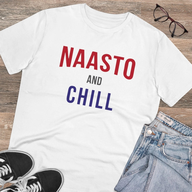 Mayawye Men's PC Cotton Nasto And Chill Printed T Shirt (Color: White, Thread Count: 180GSM)
