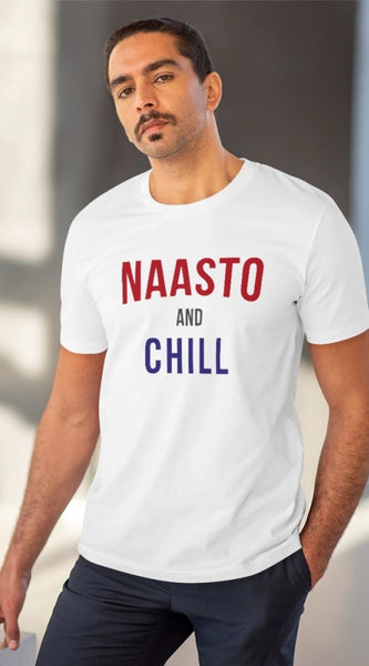 Mayawye Men's PC Cotton Nasto And Chill Printed T Shirt (Color: White, Thread Count: 180GSM)