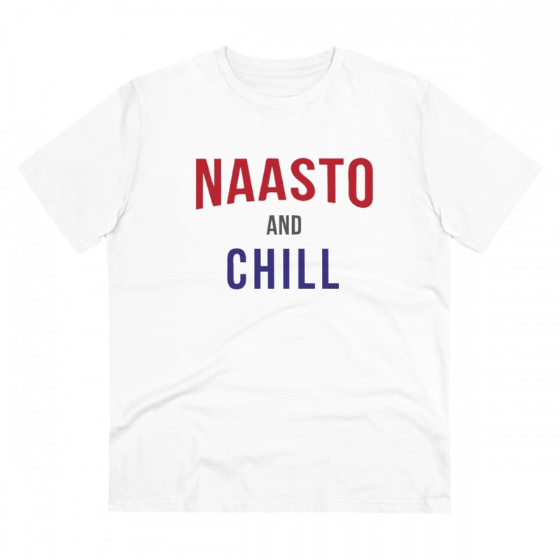 Mayawye Men's PC Cotton Nasto And Chill Printed T Shirt (Color: White, Thread Count: 180GSM)
