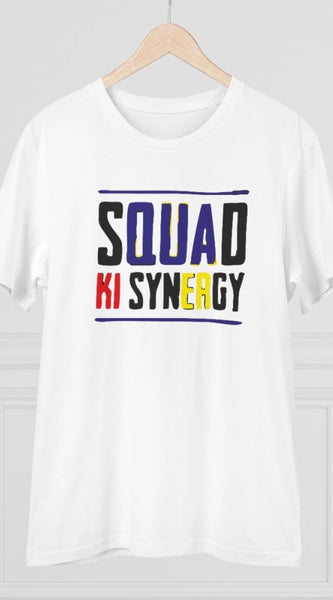 Mayawye Men's PC Cotton Squed Ki Syneagy Printed T Shirt (Color: White, Thread Count: 180GSM)