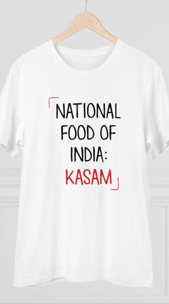 Mayawye Men's PC Cotton India Kasam Printed T Shirt (Color: White, Thread Count: 180GSM)