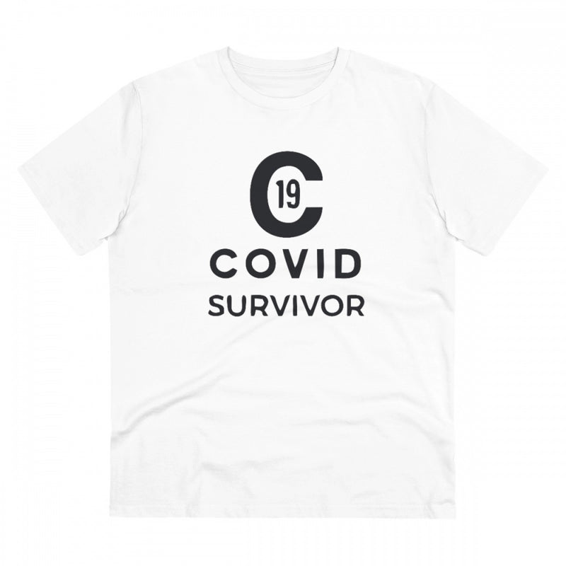 Mayawye Men's PC Cotton Covid 19 Survivor Printed T Shirt (Color: White, Thread Count: 180GSM)