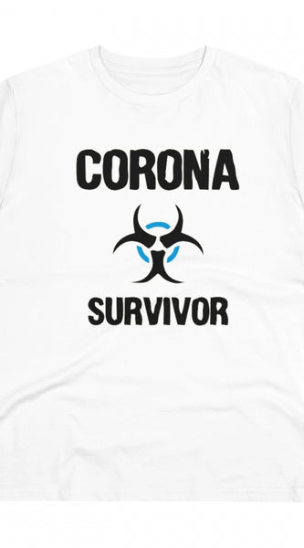 Mayawye Men's PC Cotton Corona Survivor Printed T Shirt (Color: White, Thread Count: 180GSM)