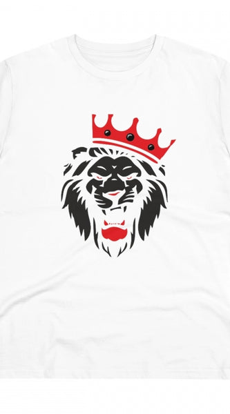 Mayawye Men's PC Cotton Lion Logo Printed T Shirt (Color: White, Thread Count: 180GSM)