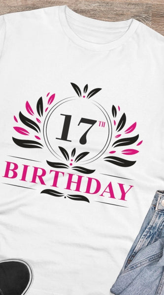 Mayawye Men's PC Cotton 17th Birthday Printed T Shirt (Color: White, Thread Count: 180GSM)